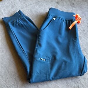 Figs high waisted Zamora scrub pant with Orange Drawstring